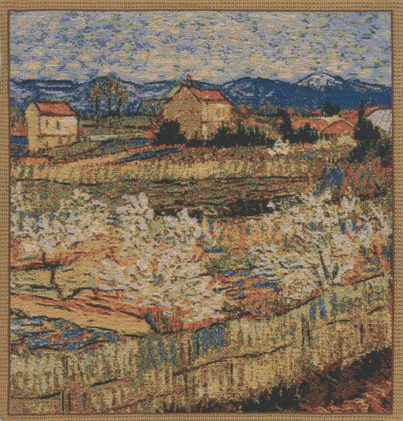 Le Crau with Peach Trees Belgian Cushion Cover