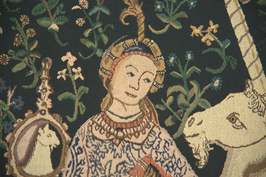 Lady and the Mirror Dark Belgian Tapestry