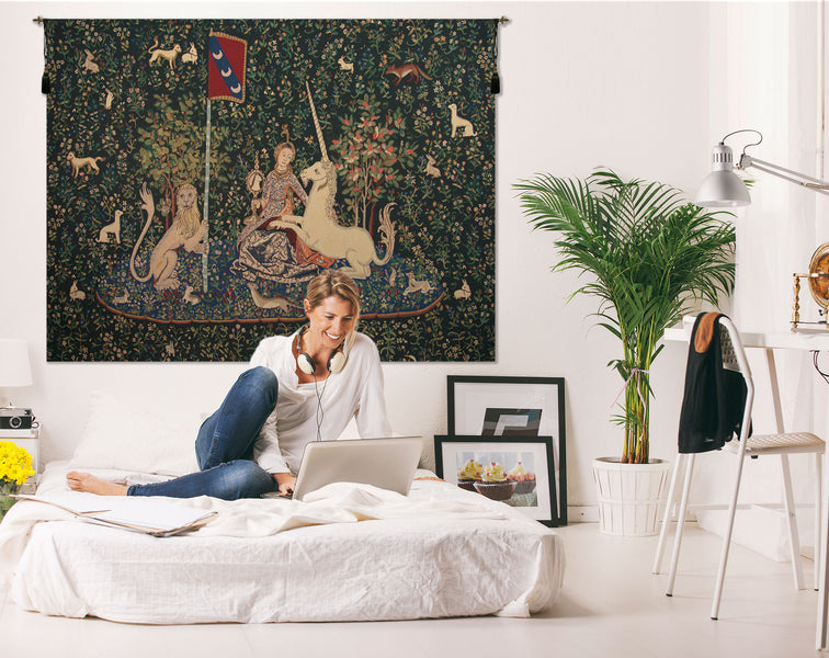 Lady and the Mirror Dark Belgian Tapestry