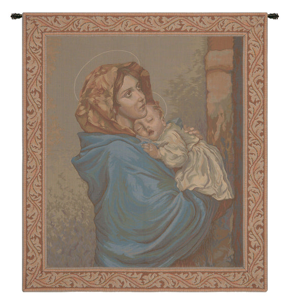 Madonna and Child with Border Italian Tapestry Wall Hanging