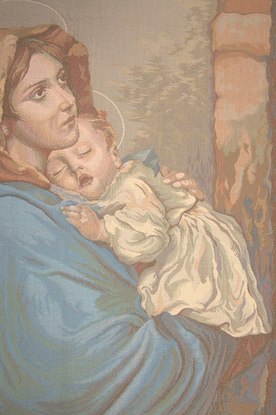 Madonna and Child with Border Italian Tapestry Wall Hanging