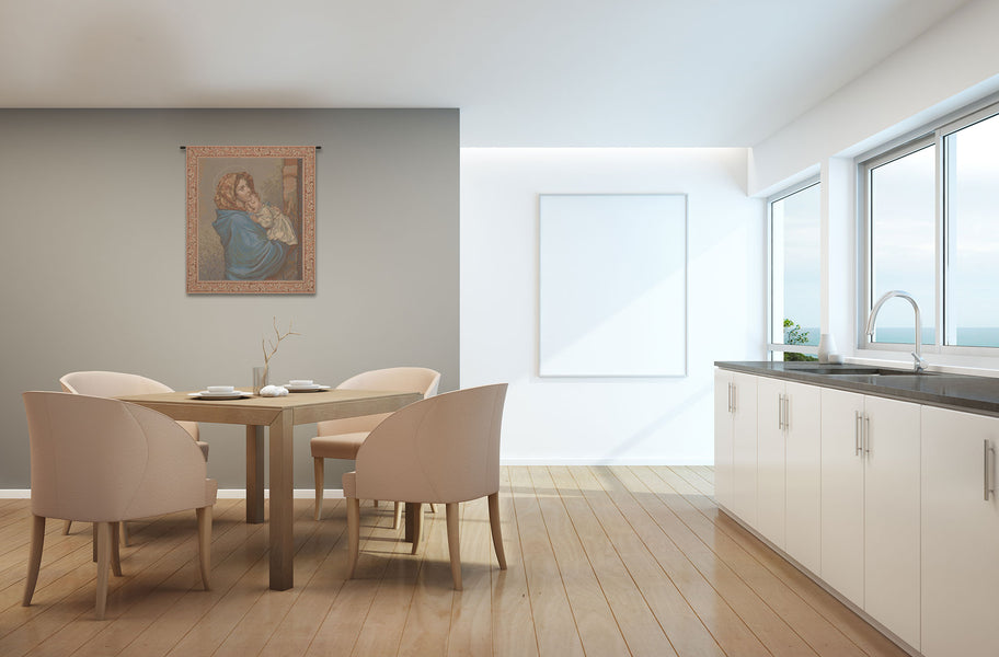 Madonna and Child with Border Italian Tapestry Wall Hanging