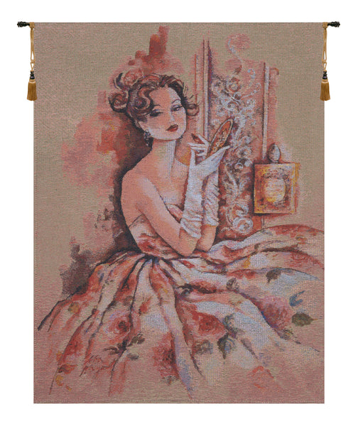 Lady In Rose Belgian Tapestry Wall Hanging