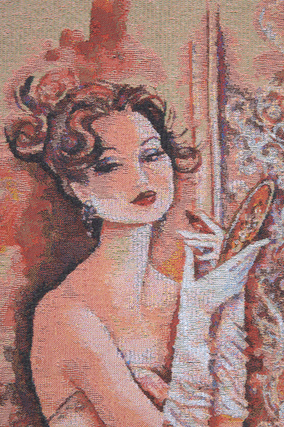 Lady In Rose Belgian Tapestry Wall Hanging