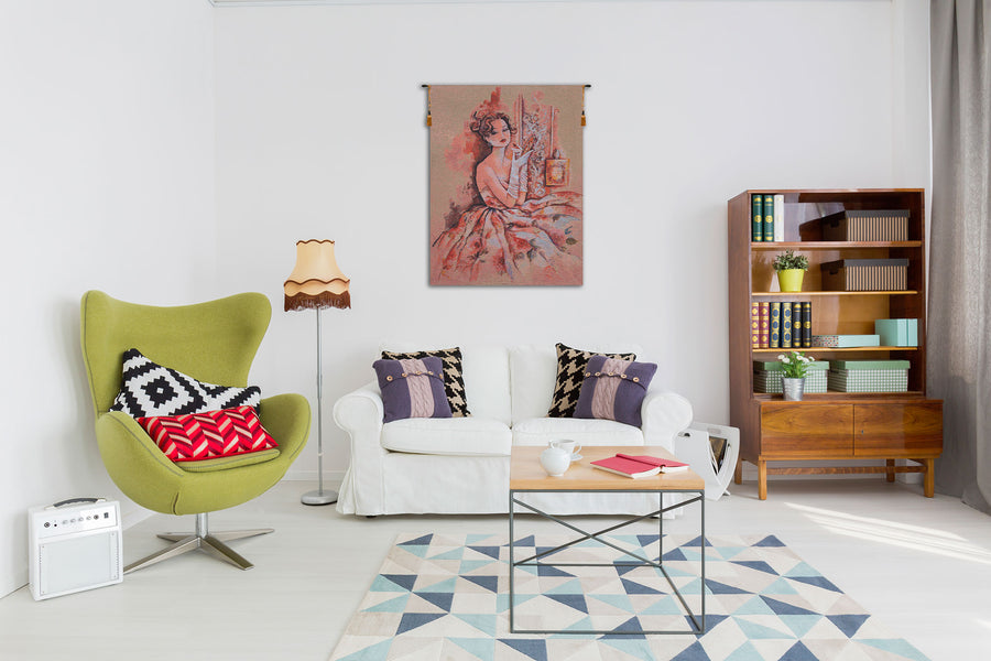 Lady In Rose Belgian Tapestry Wall Hanging