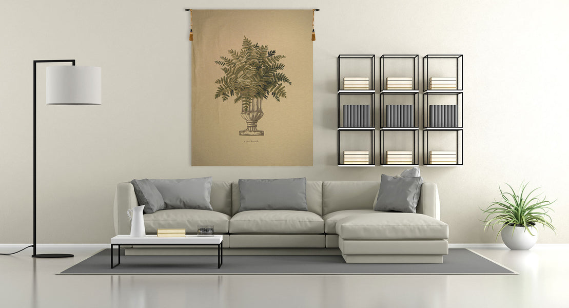 Fern Beige Large European Tapestry