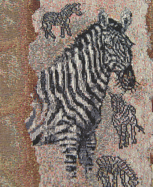 Safari Animals I with Beige Tassel Tapestry Table Runner