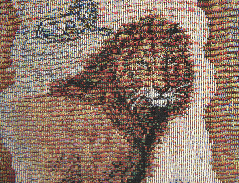 Safari Animals I with Beige Tassel Tapestry Table Runner