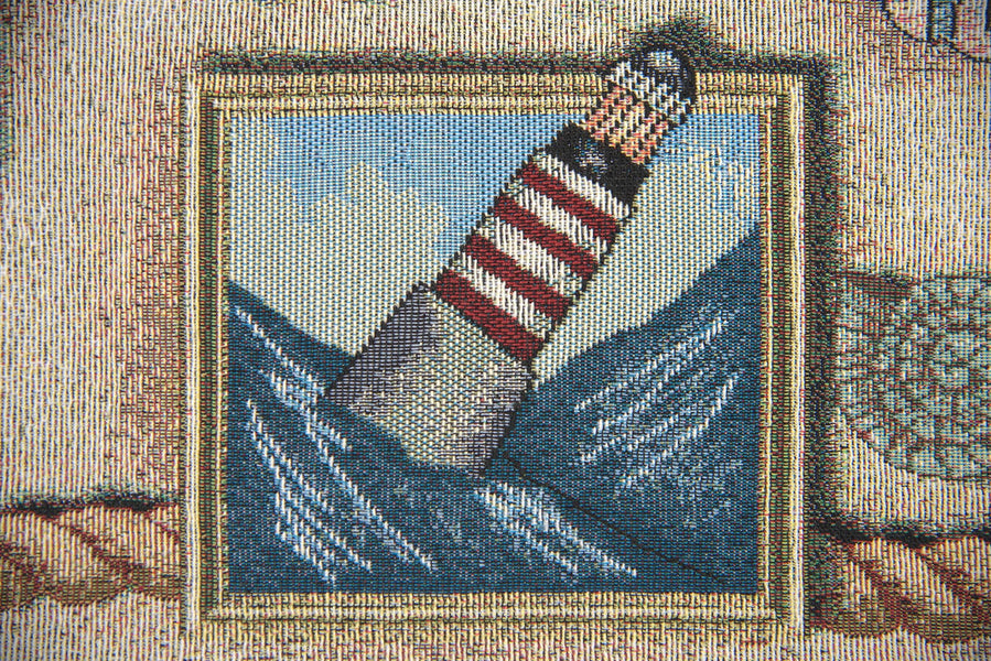 Nautical Scene I Black Tassels Tapestry Table Runner