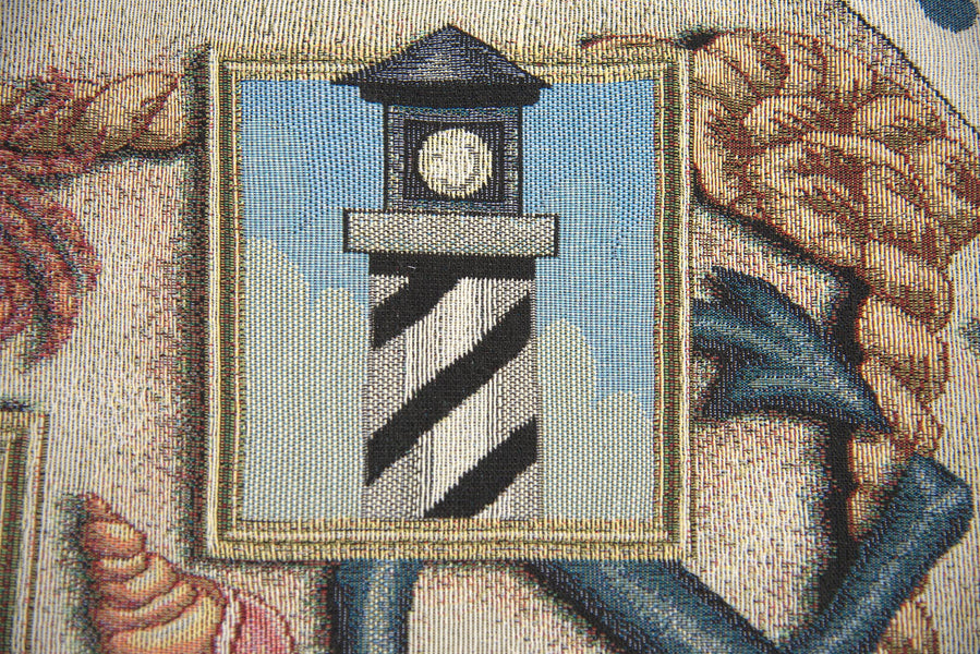 Nautical Scene I Blue Tassel Tapestry Table Runner