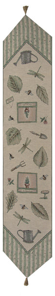 Garden Elements Green Tassel Tapestry Table Runner