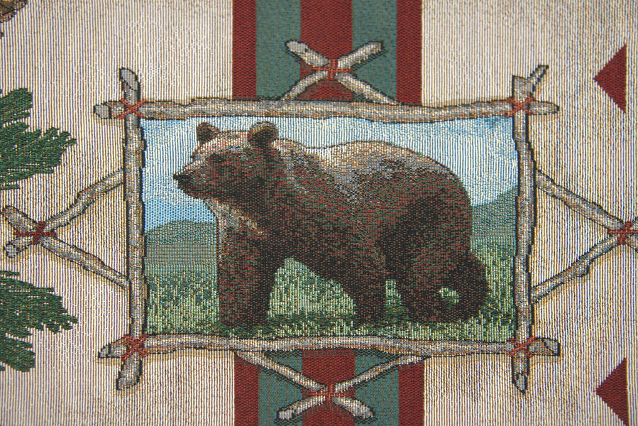 Rustic Retreat with Red Tassels Tapestry Table Runner