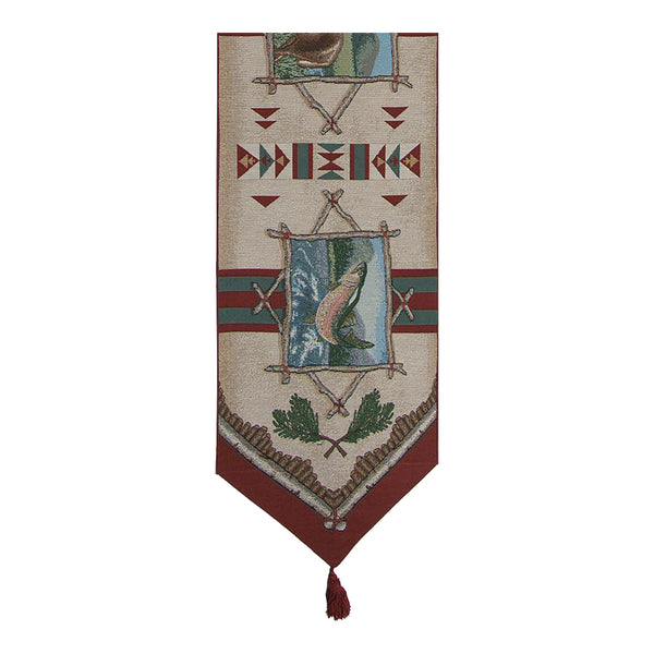 Rustic Retreat with Red Tassels Tapestry Table Runner