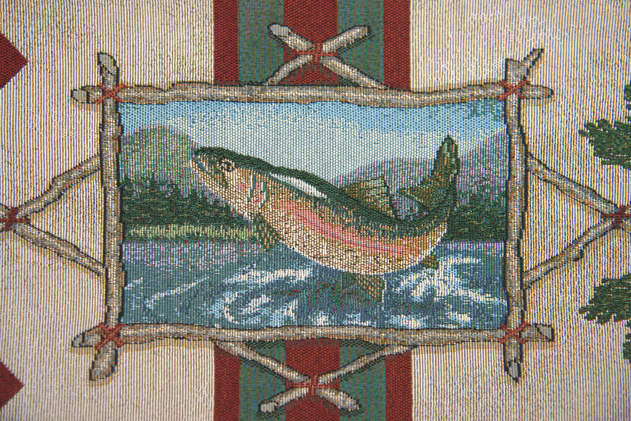 Rustic Retreat with Black Tassels Tapestry Table Runner