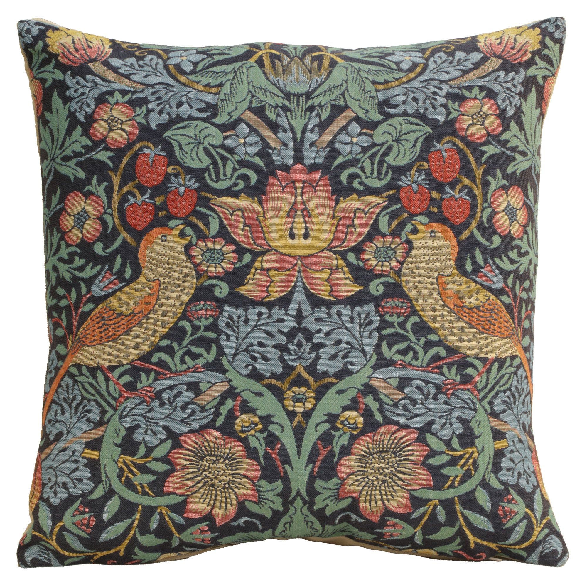 Strawberry Thief A Blue by William Morris European Cushion Cover