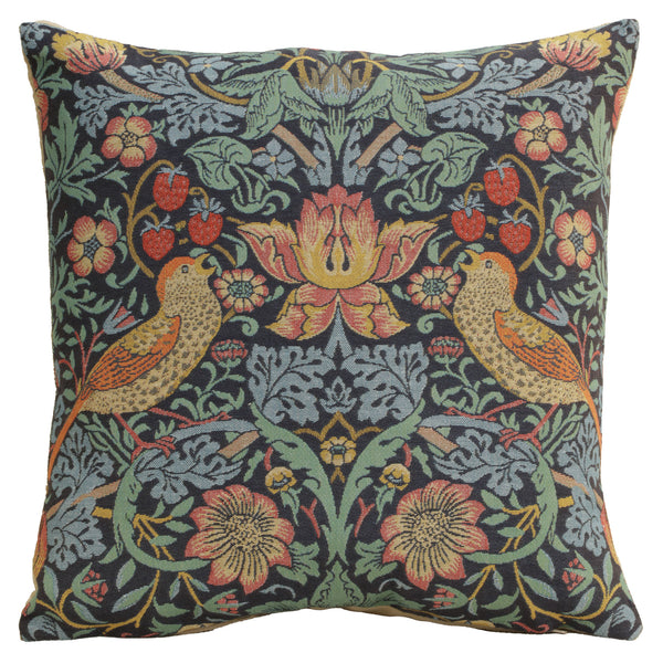 Strawberry Thief A Blue by William Morris European Cushion Cover