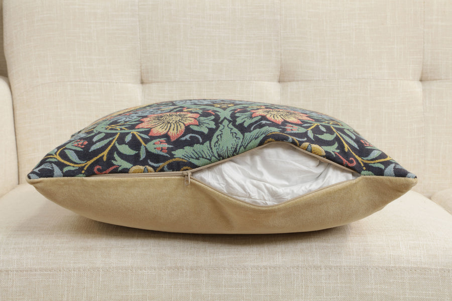 Strawberry Thief A Blue by William Morris European Cushion Cover