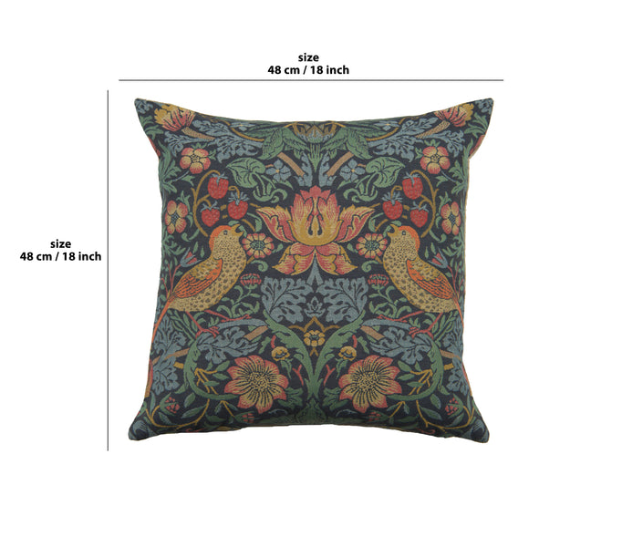 Strawberry Thief A Blue by William Morris European Cushion Cover