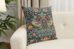Strawberry Thief B Blue by William Morris European Cushion Cover