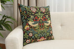 Strawberry Thief B Black by William Morris European Cushion Cover
