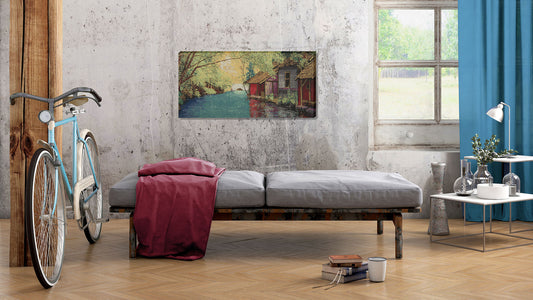 River Place Stretched Wall Tapestry