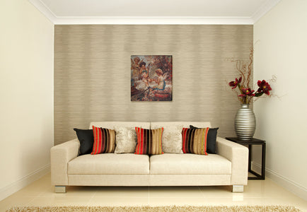 Cherubs In The Garden Stretched Wall Tapestry