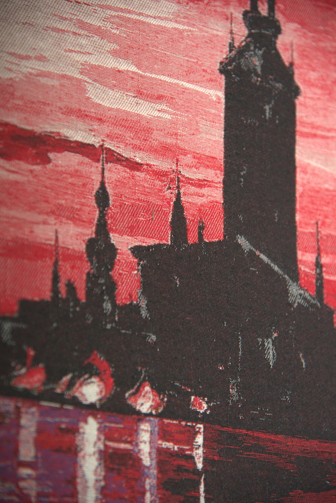 Town on Horizon Stretched Wall Tapestry