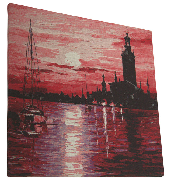 Town on Horizon Stretched Wall Tapestry