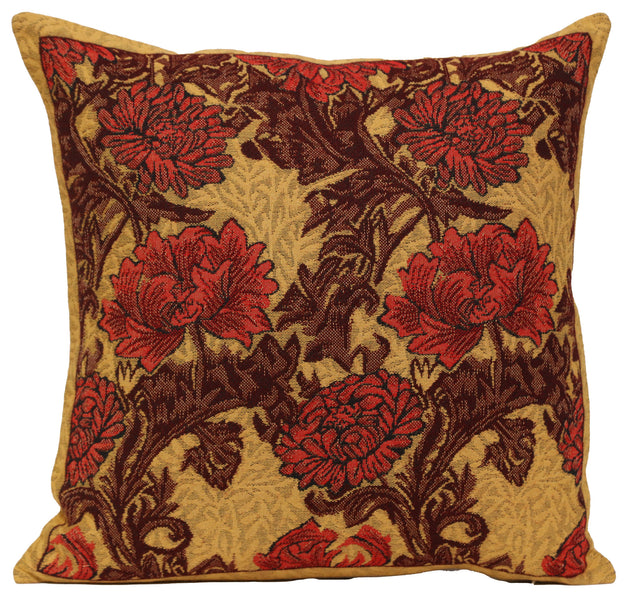 Chrysanthemum Bordo Belgian Cushion Cover