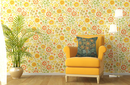 Orange Tree w/Arabesques Blue French Tapestry Cushion