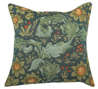 Arabesques w/Orange Tree Blue French Tapestry Cushion by William Morris