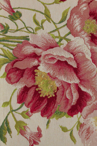 Peonies White French Tapestry Table Runner