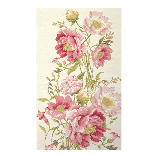 Peonies White French Tapestry Table Runner