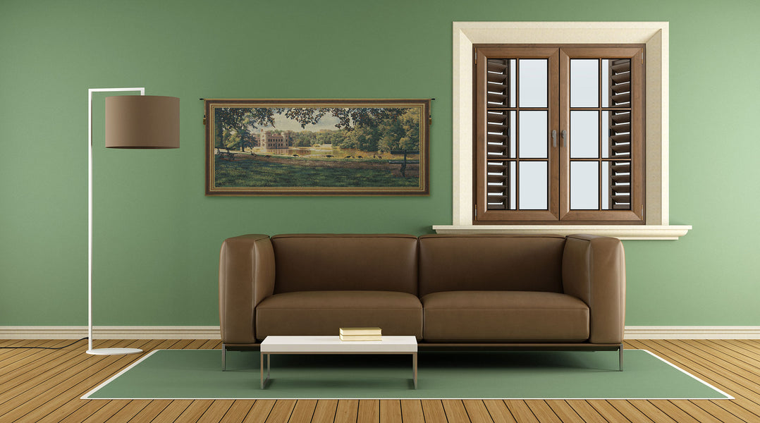 Princess Castle with Frame Border Belgian Tapestry Wall Hanging