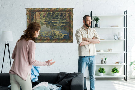 Lake Giverny With Classic Border Belgian Tapestry Wall Hanging