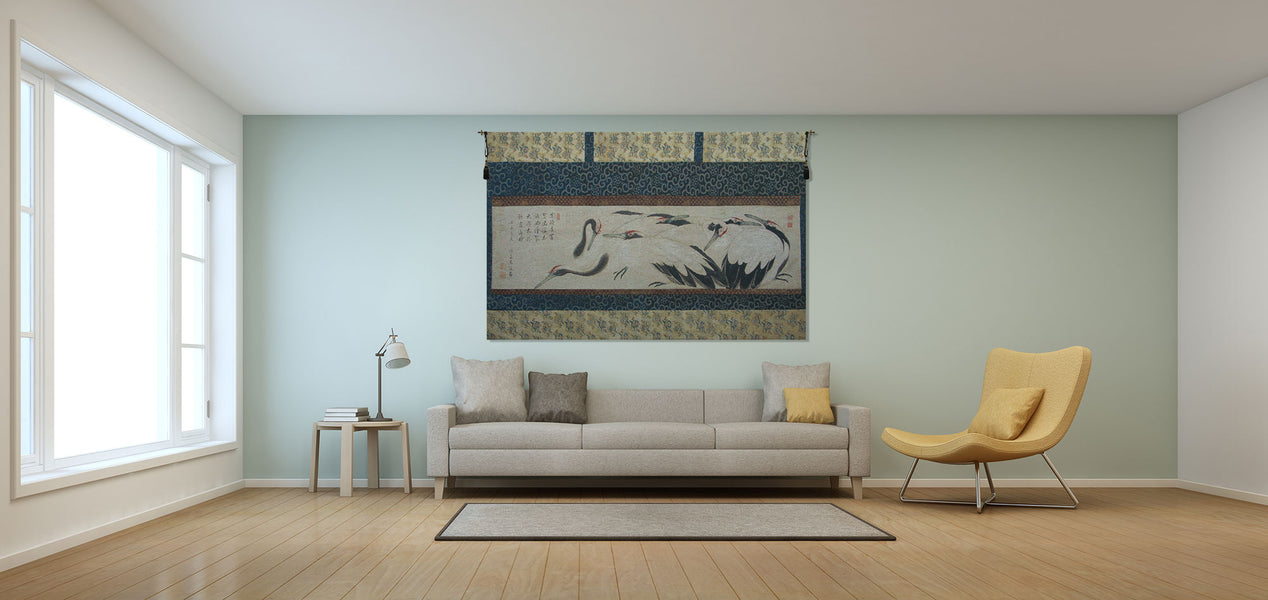 Crane Birds Belgian Tapestry Wall Hanging
