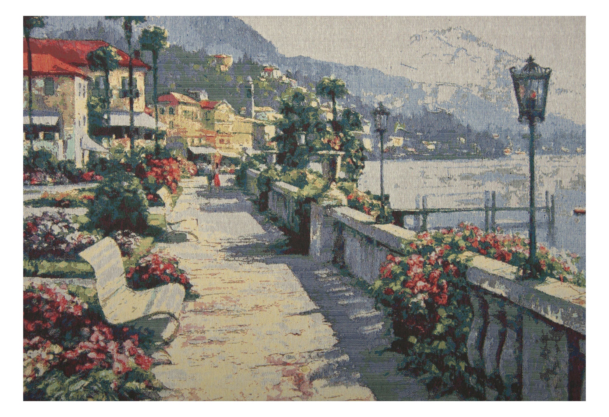 Bench by the Lake Stretched Wall Tapestry