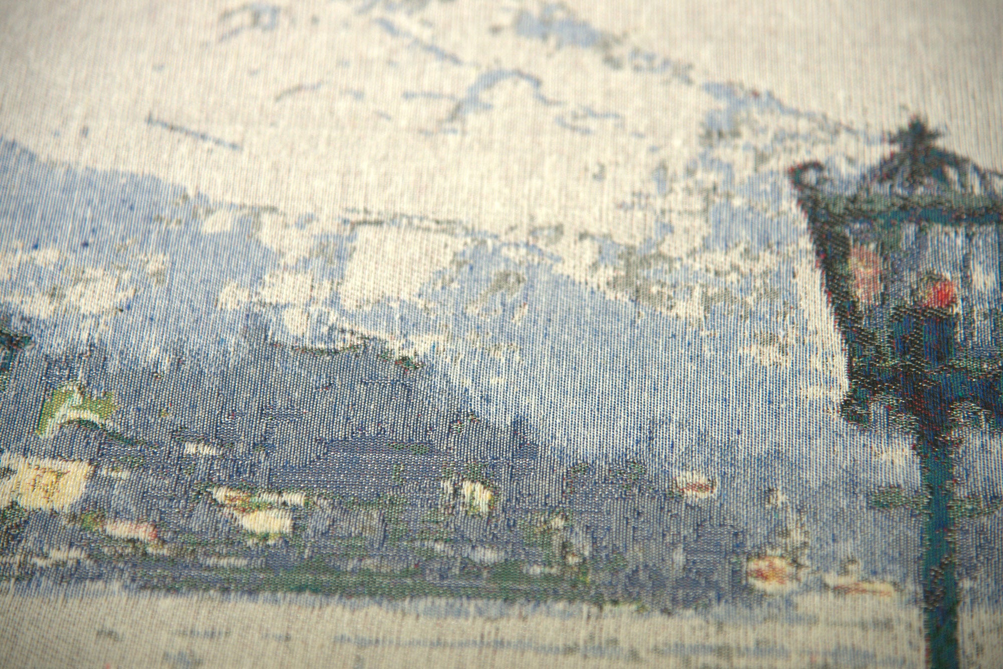 Bench by the Lake Stretched Wall Tapestry