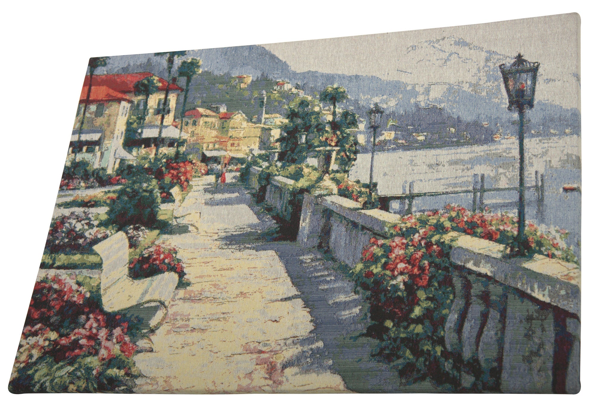 Bench by the Lake Stretched Wall Tapestry