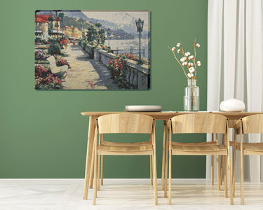 Bench by the Lake Stretched Wall Tapestry