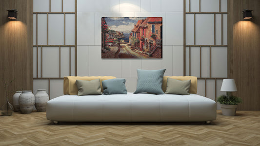 Mediterranean Village at Amalfi Stretched Wall Tapestry