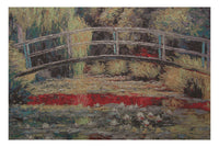 Bridge Over a Pond Of Lilies Stretched Wall Tapestry by Claude Monet