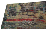 Bridge Over a Pond Of Lilies Stretched Wall Tapestry
