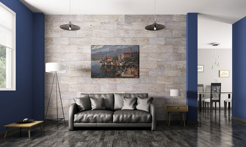Shores of Lake Como Stretched Wall Tapestry