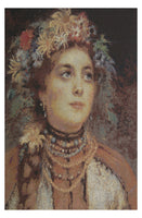 Russian Beauty in Summer Garland Stretched Wall Tapestry by Konstantin Makovsky