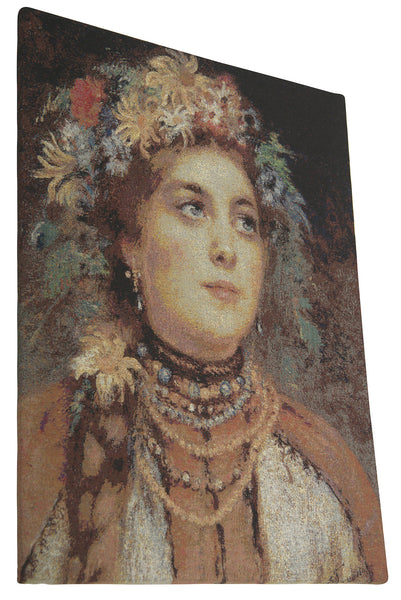 Russian Beauty in Summer Garland Stretched Wall Tapestry