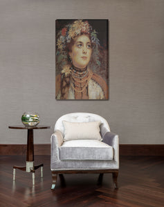 Russian Beauty in Summer Garland Stretched Wall Tapestry