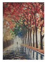 Walking Alone in the Rain Stretched Wall Tapestry by Leonid Afremov