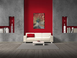 Walking Alone in the Rain Stretched Wall Tapestry