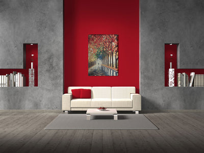 Walking Alone in the Rain Stretched Wall Tapestry